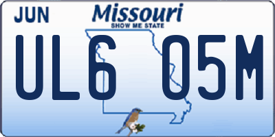 MO license plate UL6O5M