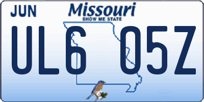 MO license plate UL6O5Z