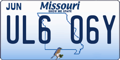 MO license plate UL6O6Y