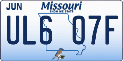 MO license plate UL6O7F