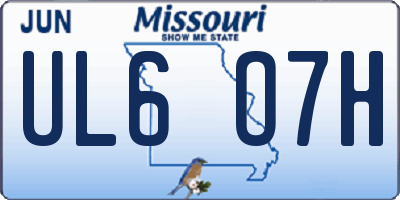 MO license plate UL6O7H