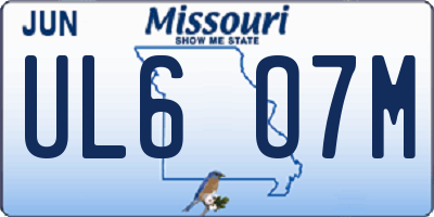 MO license plate UL6O7M