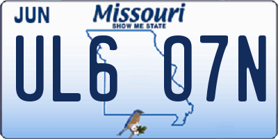 MO license plate UL6O7N