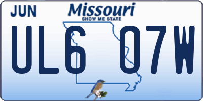 MO license plate UL6O7W