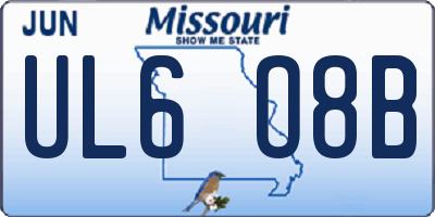 MO license plate UL6O8B