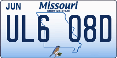 MO license plate UL6O8D