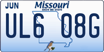 MO license plate UL6O8G