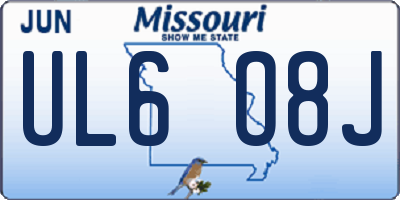 MO license plate UL6O8J