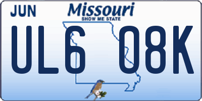 MO license plate UL6O8K