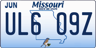 MO license plate UL6O9Z