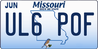 MO license plate UL6P0F
