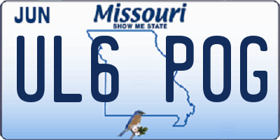 MO license plate UL6P0G