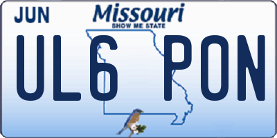 MO license plate UL6P0N