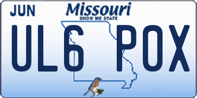 MO license plate UL6P0X