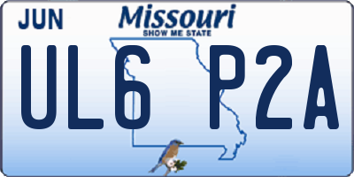MO license plate UL6P2A