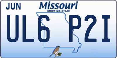 MO license plate UL6P2I