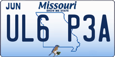 MO license plate UL6P3A