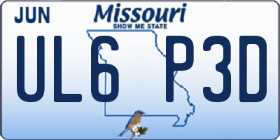 MO license plate UL6P3D