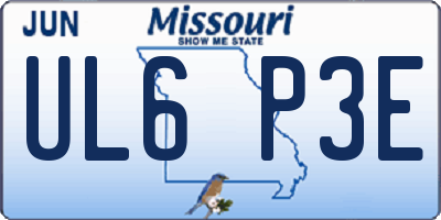 MO license plate UL6P3E