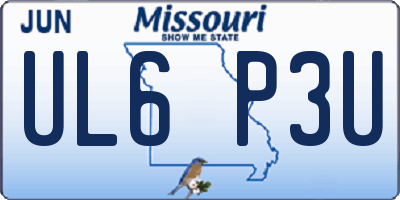 MO license plate UL6P3U