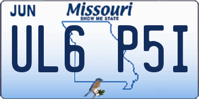 MO license plate UL6P5I