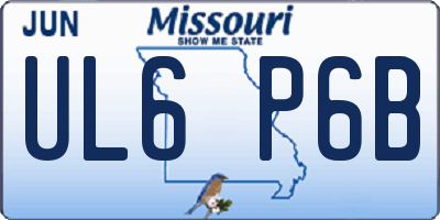 MO license plate UL6P6B