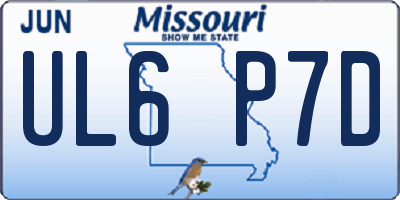 MO license plate UL6P7D