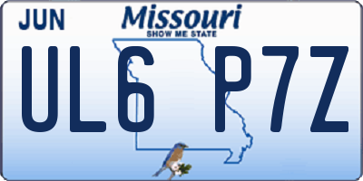 MO license plate UL6P7Z