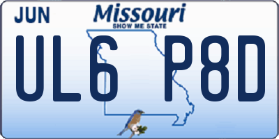 MO license plate UL6P8D