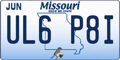 MO license plate UL6P8I