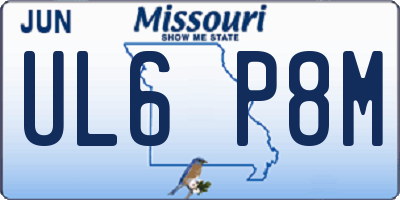 MO license plate UL6P8M