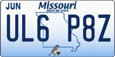 MO license plate UL6P8Z