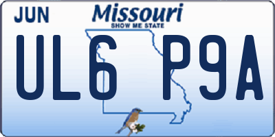 MO license plate UL6P9A