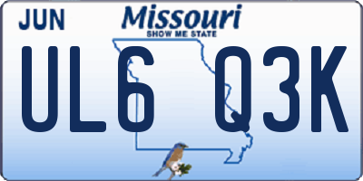 MO license plate UL6Q3K