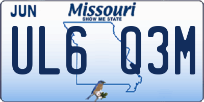 MO license plate UL6Q3M