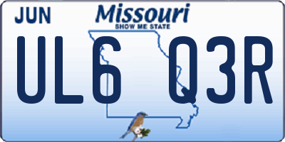 MO license plate UL6Q3R