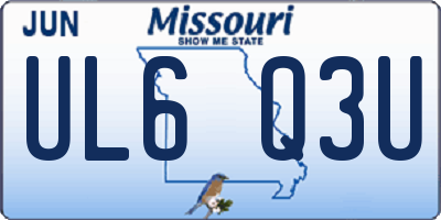 MO license plate UL6Q3U