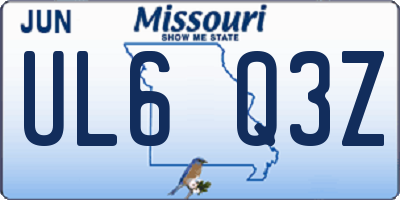 MO license plate UL6Q3Z