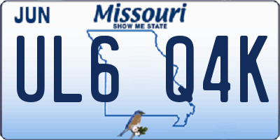 MO license plate UL6Q4K