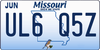 MO license plate UL6Q5Z
