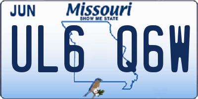 MO license plate UL6Q6W
