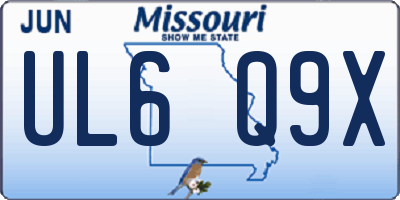 MO license plate UL6Q9X
