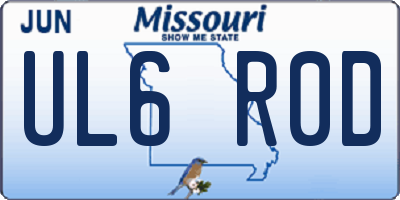 MO license plate UL6R0D