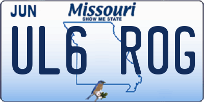 MO license plate UL6R0G