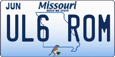 MO license plate UL6R0M