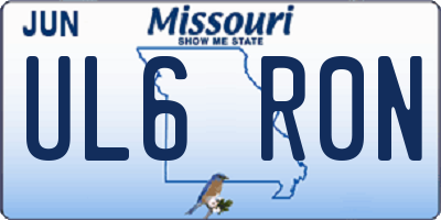 MO license plate UL6R0N