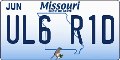 MO license plate UL6R1D