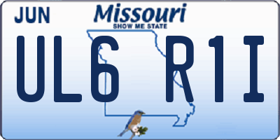 MO license plate UL6R1I