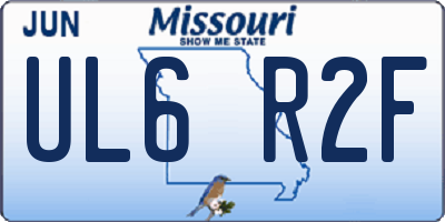 MO license plate UL6R2F