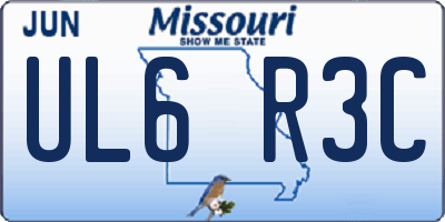 MO license plate UL6R3C